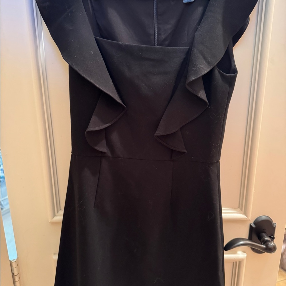 French Connection Black Dress with Ruffled Flutter Sleeves